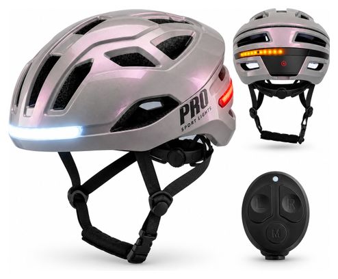 Casco da bicicletta Signal Smart con luci e indicatori di direzione madreperla