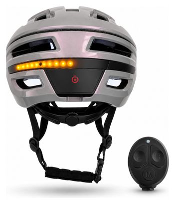Casco da bicicletta Signal Smart con luci e indicatori di direzione madreperla