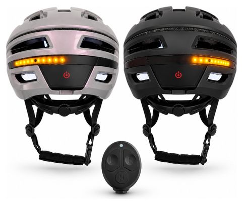 Casco da bicicletta Signal Smart con luci e indicatori di direzione madreperla