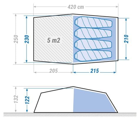 Tente De Randonnée 4 Personnes Forclaz MT 900 Ultralight Gris