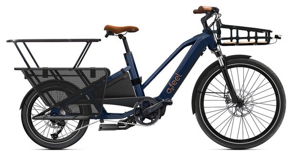 Longtail Elektrische Cargo Bike O2 Feel Equo Cargo Boost 3.1 Shimano Altus 9V 720 Wh 20/26'' Bleu Boréal Pack Family