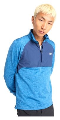 New Balance Athletics Heat Grid Grey/Blue Heren 1/2 Zip Thermal Top