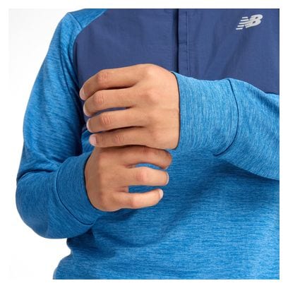 New Balance Athletics Heat Grid Grey/Blue Heren 1/2 Zip Thermal Top