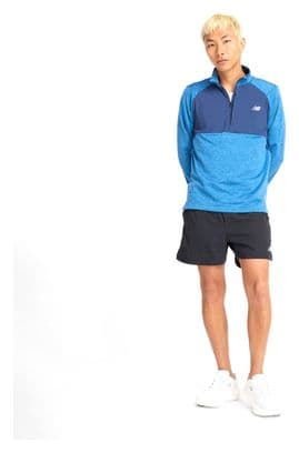 New Balance Athletics Heat Grid Grey/Blue Heren 1/2 Zip Thermal Top