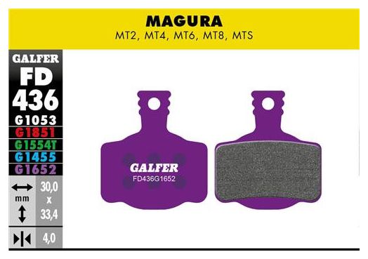 Par de pastillas de bicicleta eléctrica Galfer Semi-Metálicas Magura MT2 / MT4 / MT6 / MT8 / MTS