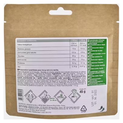 Decathlon Nutrition Dessert liofilizzato al latte di riso alla vaniglia 45g