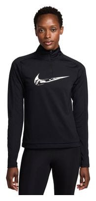 Nike Swoosh Schwarzes 1/4-Zip-Oberteil für Frauen