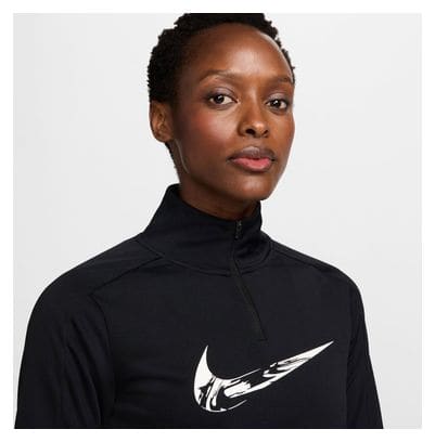 Nike Swoosh Schwarzes 1/4-Zip-Oberteil für Frauen