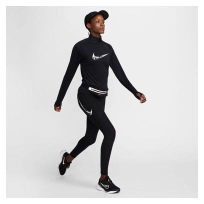 Nike Swoosh Schwarzes 1/4-Zip-Oberteil für Frauen