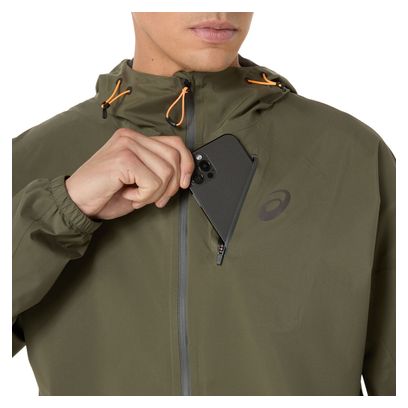 Veste imperméable Asics Fujitrail Elite Kaki Homme