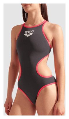 Maillot de bain Arena One Big Logo Gris/Rouge Femme