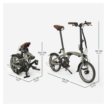 Btwin Fold Light 1 Seconde Folding Bike Shimano Sora 9S 16'' Grey