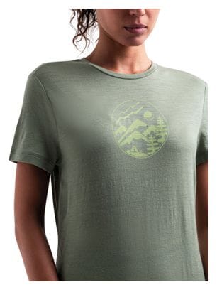 Technisches T-Shirt für Frauen Icebreaker Merinos 150 Tech Lite III Camping Circle Grün