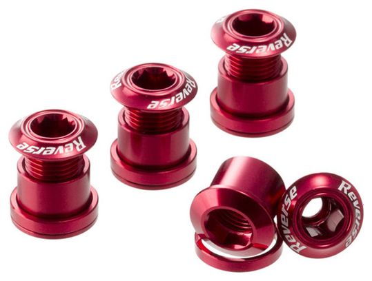 Reverse Chainring Bolt Set 7mm Red (x4)