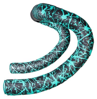 Supacaz Super Sticky Kush Limited Splat Neon Celeste Blue Hanger Ribbon with Caps