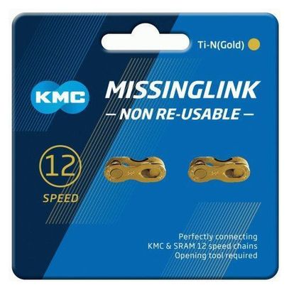 Attaches Rapides Pour Chaîne Vélo – KMC 12 Vitesses – Or – Lot De 2 – Neuves