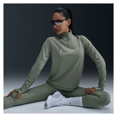 Nike Swoosh Grünes 1/4-Zip-Oberteil für Frauen