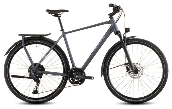 Bicicleta de trekking Cube Kathmandu EXC con cambio Shimano Cues 11S, manillar de 700 mm, color gris metalizado, 2026