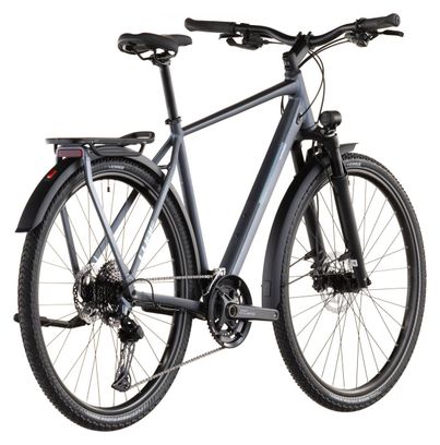 Bicicleta de trekking Cube Kathmandu EXC con cambio Shimano Cues 11S, manillar de 700 mm, color gris metalizado, 2026
