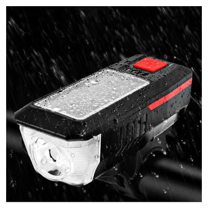 Phare Velkyne Avant Vélo Solaire USB Rechargeable 350 Lumens Klaxon 120 dB Bleu