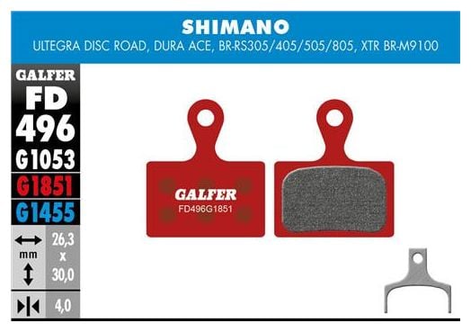 Paar Galfer Semimetall Shimano Ultegra / XTR BR-M9100 / 105 / Tiagra // GRX / Metrea Advanced