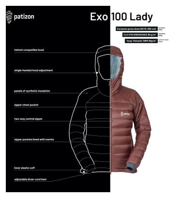 Piumino Patizon Exo 100 Rosso/Grigio Donna