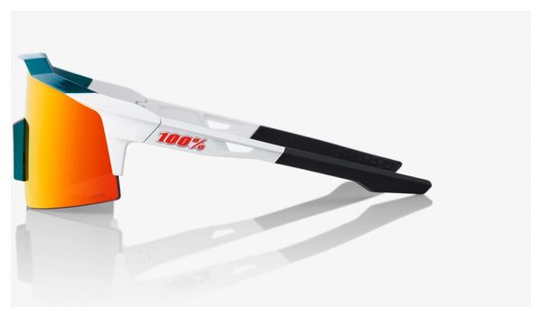 100% Speedcraft SL Gloss Metallic White - Hiper Mirror Multilayer Red Lenses