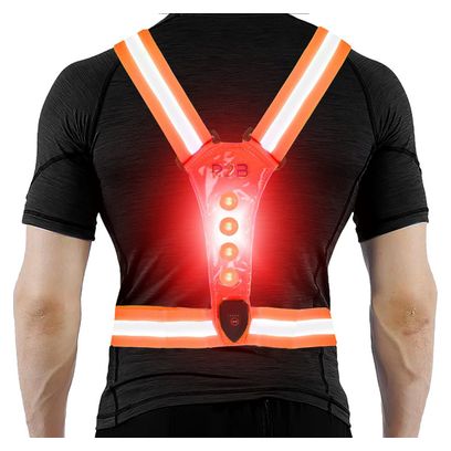 R2B Gilet de course rechargeable - Feux de course à l'avant et à l'arrière - Réfléchissant - Orange