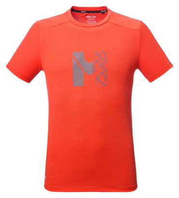Maglietta tecnica Millet Kamet Map arancione da uomo
