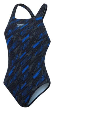 Speedo Women's Boom Allover Medalist Swimsuit Blue / Black