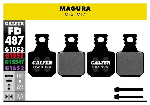 Par de pastillas de freno Galfer Semi-Metálicas Magura MT5 / MT7 Standard