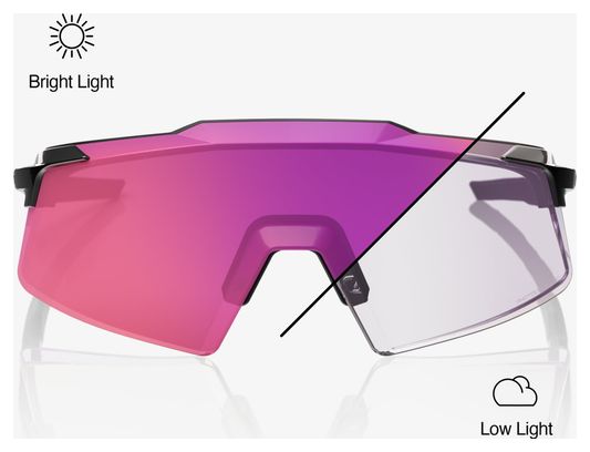 Occhiali 100% Aerocraft Nero Lucido/Lenti Fotocromatiche Viola Specchiate