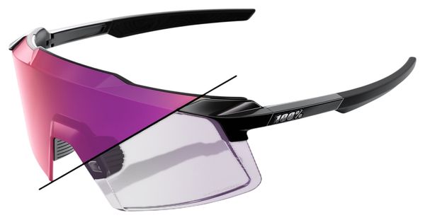 Occhiali 100% Aerocraft Nero Lucido/Lenti Fotocromatiche Viola Specchiate