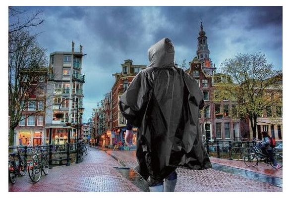 Poncho de pluie noir avec capuche - Imperméable taille universelle