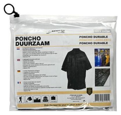 Poncho de pluie noir avec capuche - Imperméable taille universelle