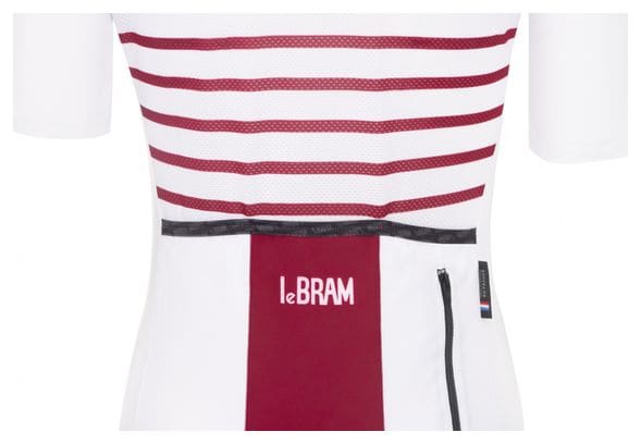 Produit Reconditionné - Maillot Manches Courtes Femme LeBram Ventoux Blanc Bordeaux Coupe Ajustée