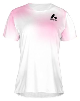 Maglia a maniche corte Surpas Stride bianca/rosa da donna