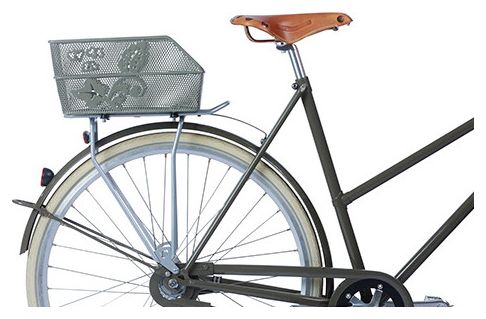 Basil Cento Flower S Rear Basket Olive Green