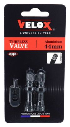 VALVE TUBELESS VELOX ALU NOIR 44MM SCHRADER (X2)