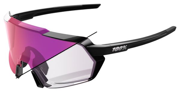 Occhiali 100% Korbin Gloss Black/Lenti fotocromatiche Purple Mirror