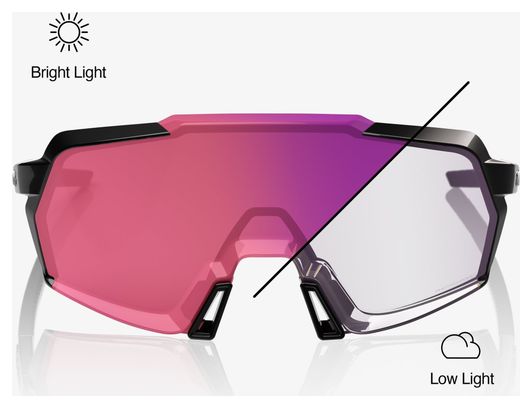 Occhiali 100% Korbin Gloss Black/Lenti fotocromatiche Purple Mirror