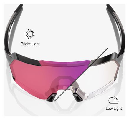 Occhiali 100% Korbin Gloss Black/Lenti fotocromatiche Purple Mirror