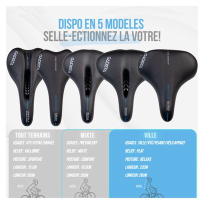 Selle velo ASTRID XXL confortable fait mains en ITALIE avec technologie brevetée 3ZONE