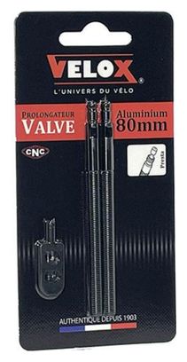 PROLONGATEUR DE VALVE VELOX ALU NOIR 80MM SEMI-FILETE (X2)