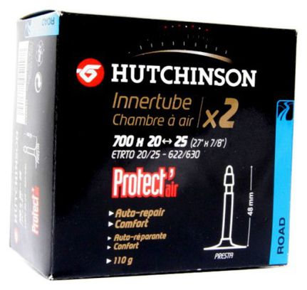 Set di 2 Camere d'Aria City Bike HUTCHINSON Protect Air 700x20/25 Presta 48 mm