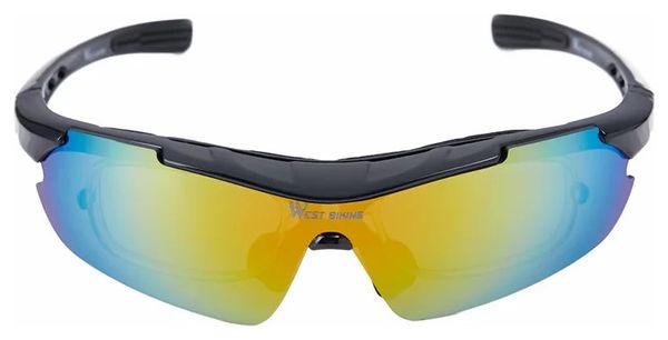 Lunettes  de vélo avec verres miroir multi-couches - noir