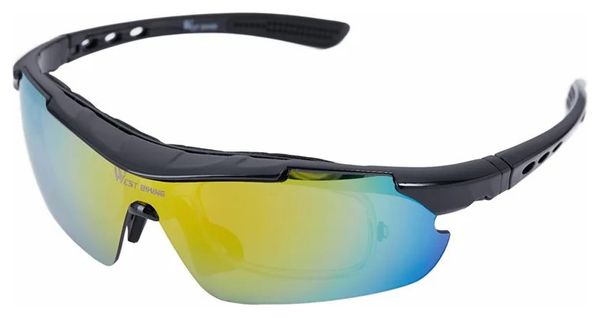 Lunettes  de vélo avec verres miroir multi-couches - noir