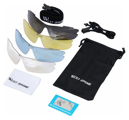 Lunettes  de vélo avec verres miroir multi-couches - noir