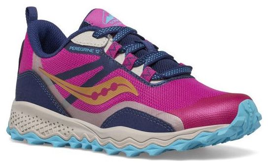 Saucony Peregrine 12 Shield Roze Blauw Trailschoenen voor kinderen