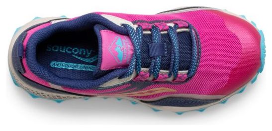 Saucony Peregrine 12 Shield Roze Blauw Trailschoenen voor kinderen